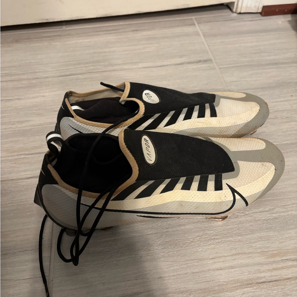Adidas Black and White Cleats with Tan Accents